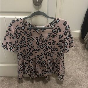 Caramel Animal Print V-Neck Top